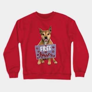 Free Kisses Valentine's Day Dog Crewneck Sweatshirt